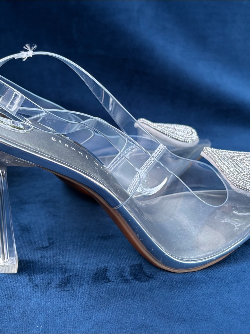 Crystal-Embellished Silver Slingback Heels - Women's size 8 - Picture 9 of 15